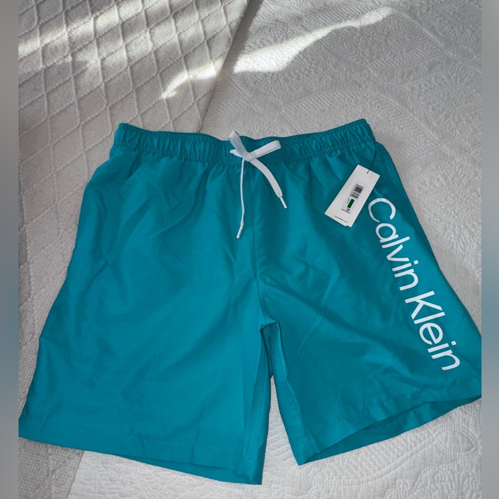 Calvin Klein Aqua Blue Swim Trunks